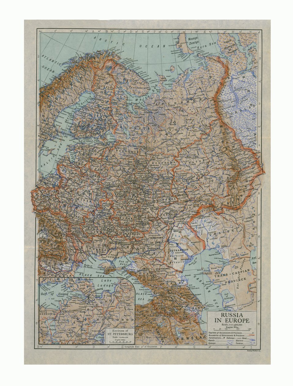 Mapa da Rússia na Europa, c1910s. de Emery Walker