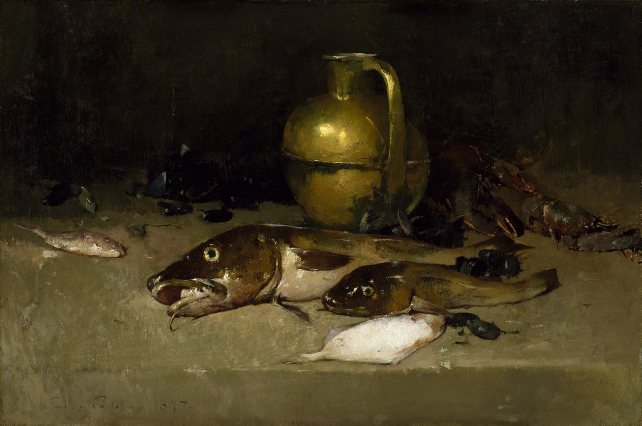 Ainda vida com peixe, 1897 de Emil Carlsen