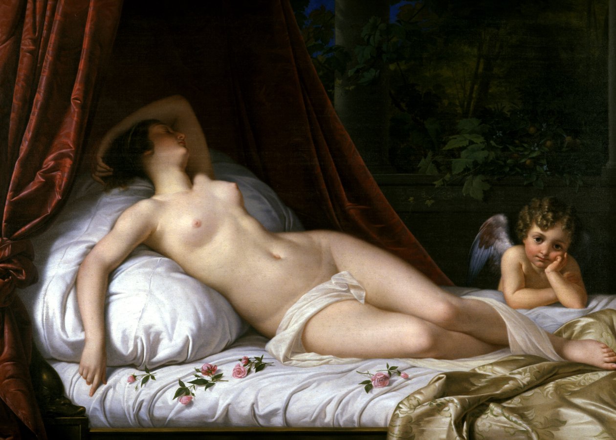 Venus Recumbente com Cupido, 1839 de Emil Jacobs
