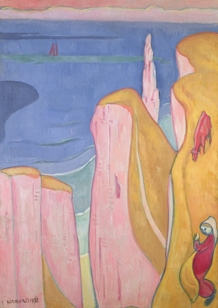 Os penhascos de Yport, 1892 de Emile Bernard