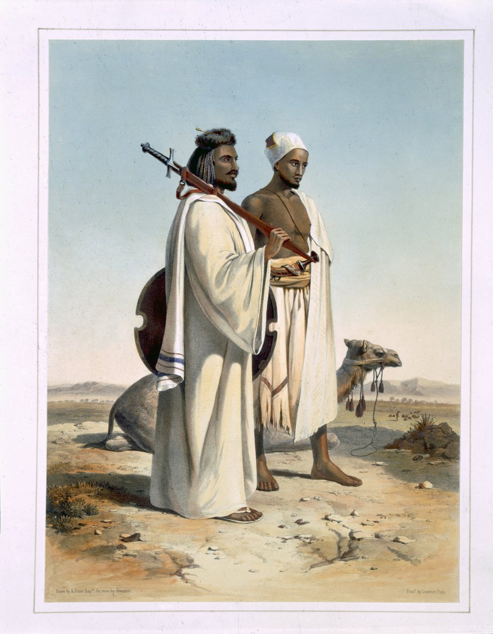 O Ababda, Nômades do Deserto de Thebaid Oriental, ilustração de "O Vale do Nilo", gravada por Freeman, pub. por Lemercier, 1848 de Emile Prisse d