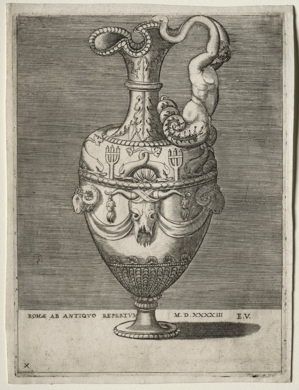 Jarro ornamentado com golfinhos de Enea Vico