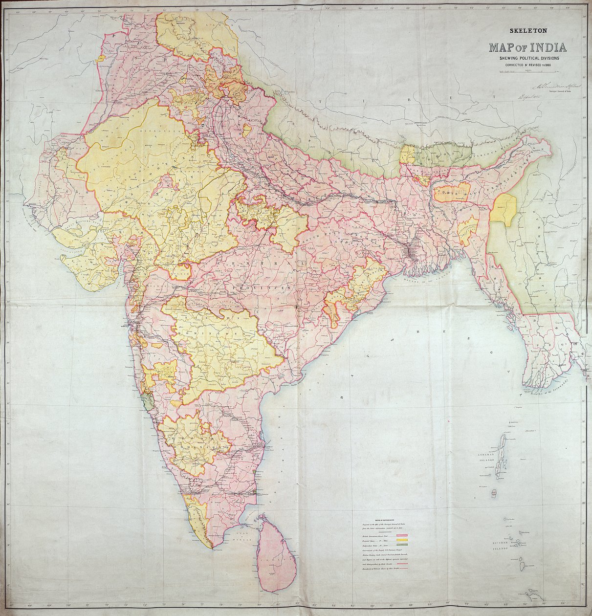 Mapa da Índia, 1865 de English School
