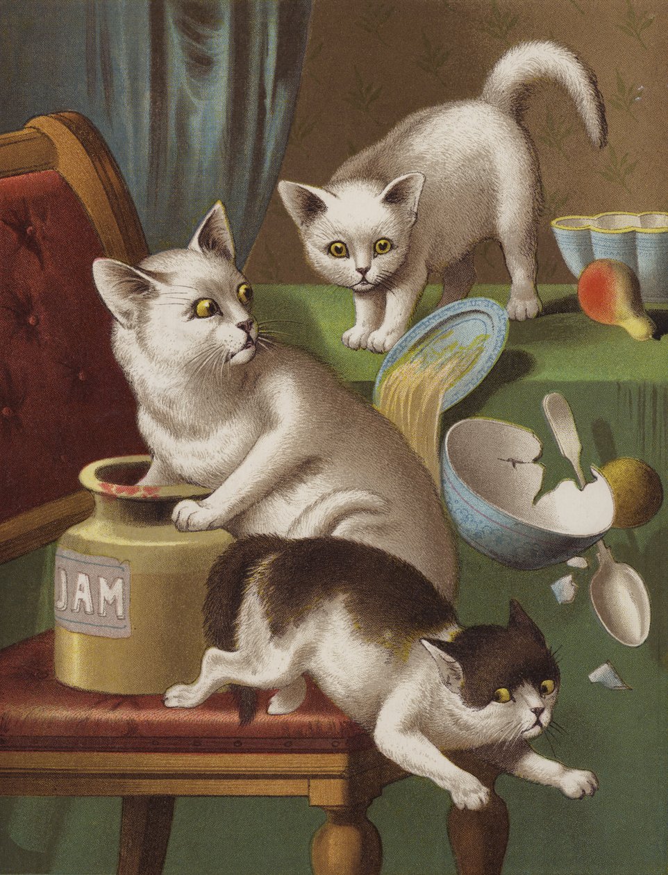 Três Gatinhos Ladrões (chromolitho) de English School