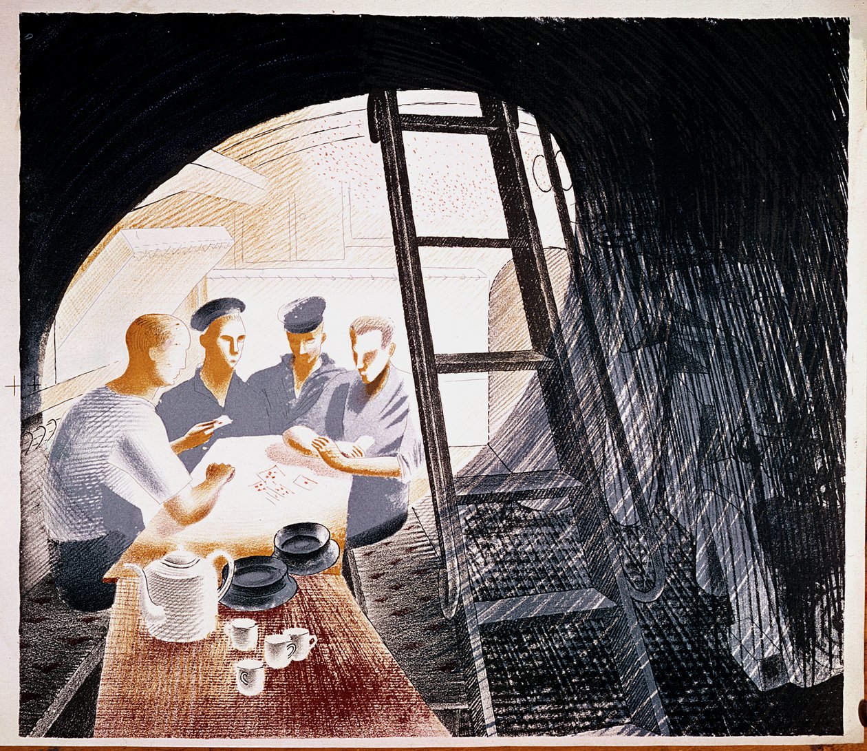 Marinheiros jogando cartas de Eric Ravilious