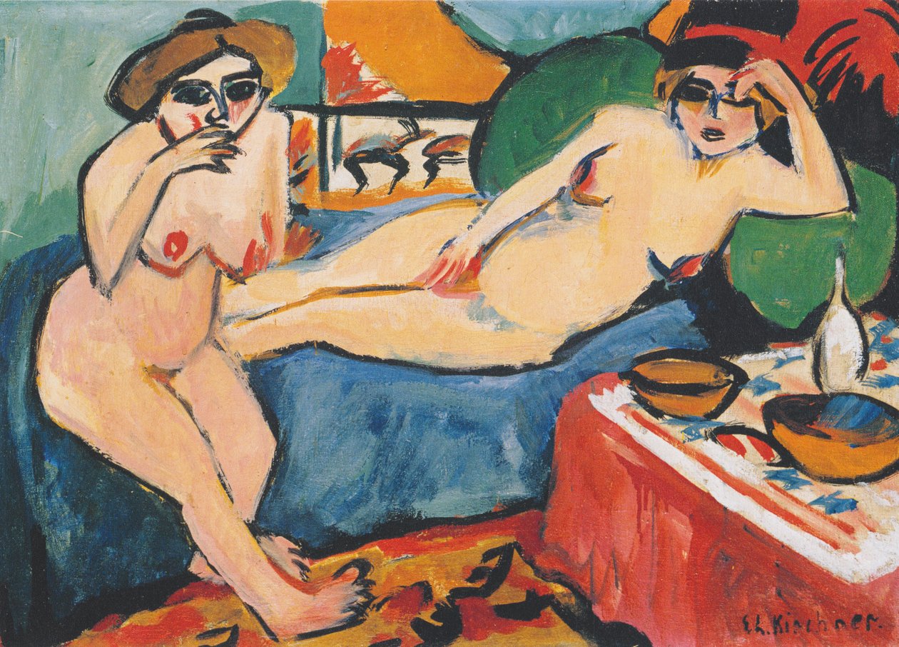 Dois nus no sofá azul de Ernst Ludwig Kirchner