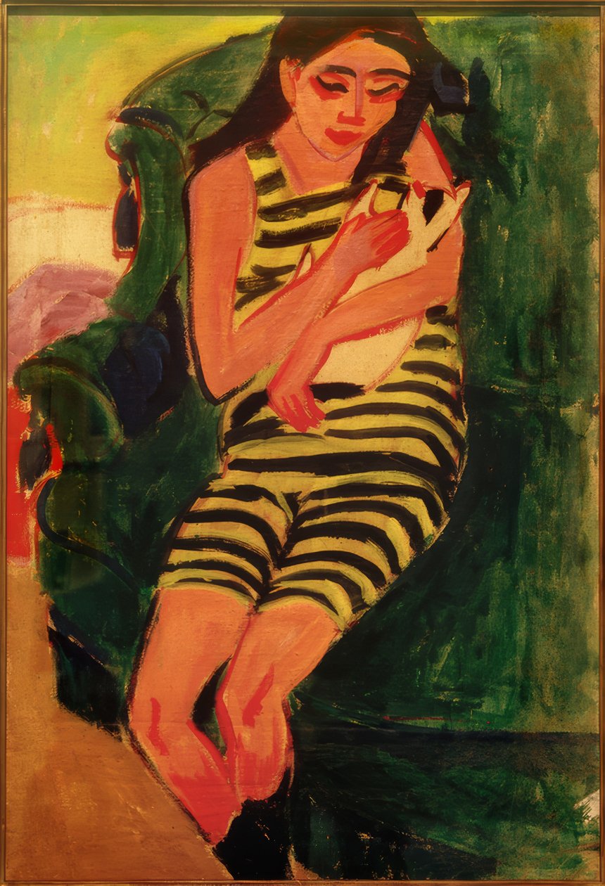 Fränzi com gato de Ernst Ludwig Kirchner