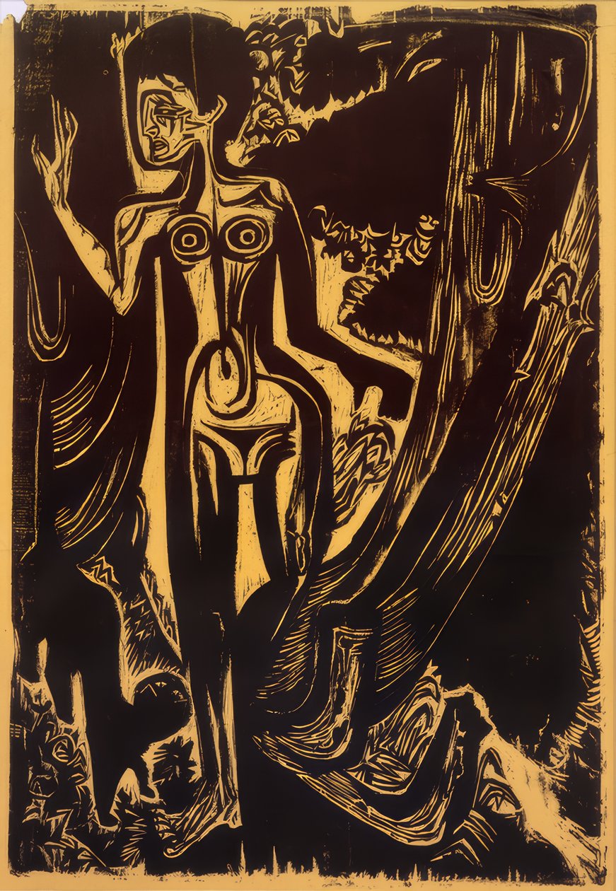 Mulher nua na floresta de Ernst Ludwig Kirchner
