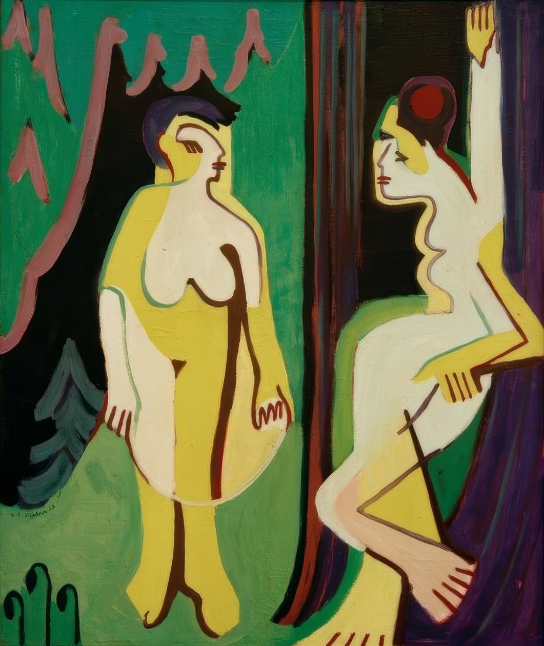 Mulheres nuas no prado da floresta de Ernst Ludwig Kirchner