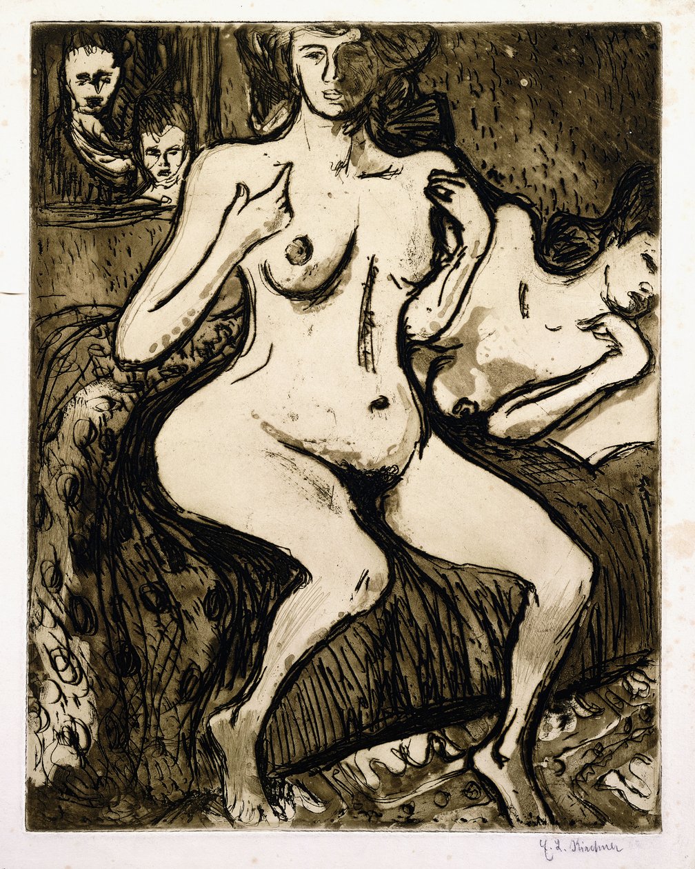Duas Mulheres, 1907 de Ernst Ludwig Kirchner