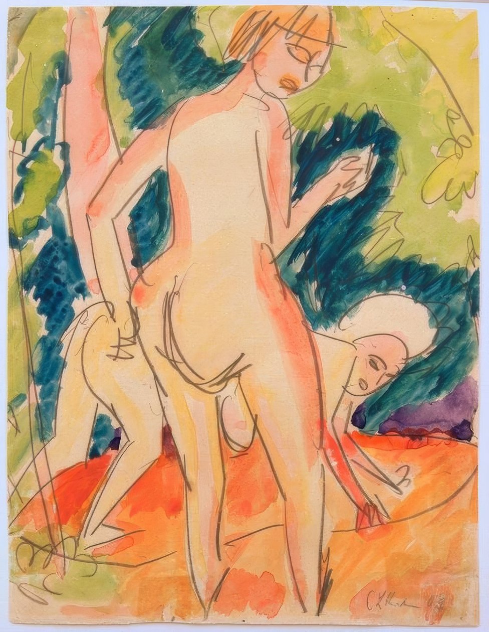 Duas meninas tomando banho | Ernst Ludwig Kirchner