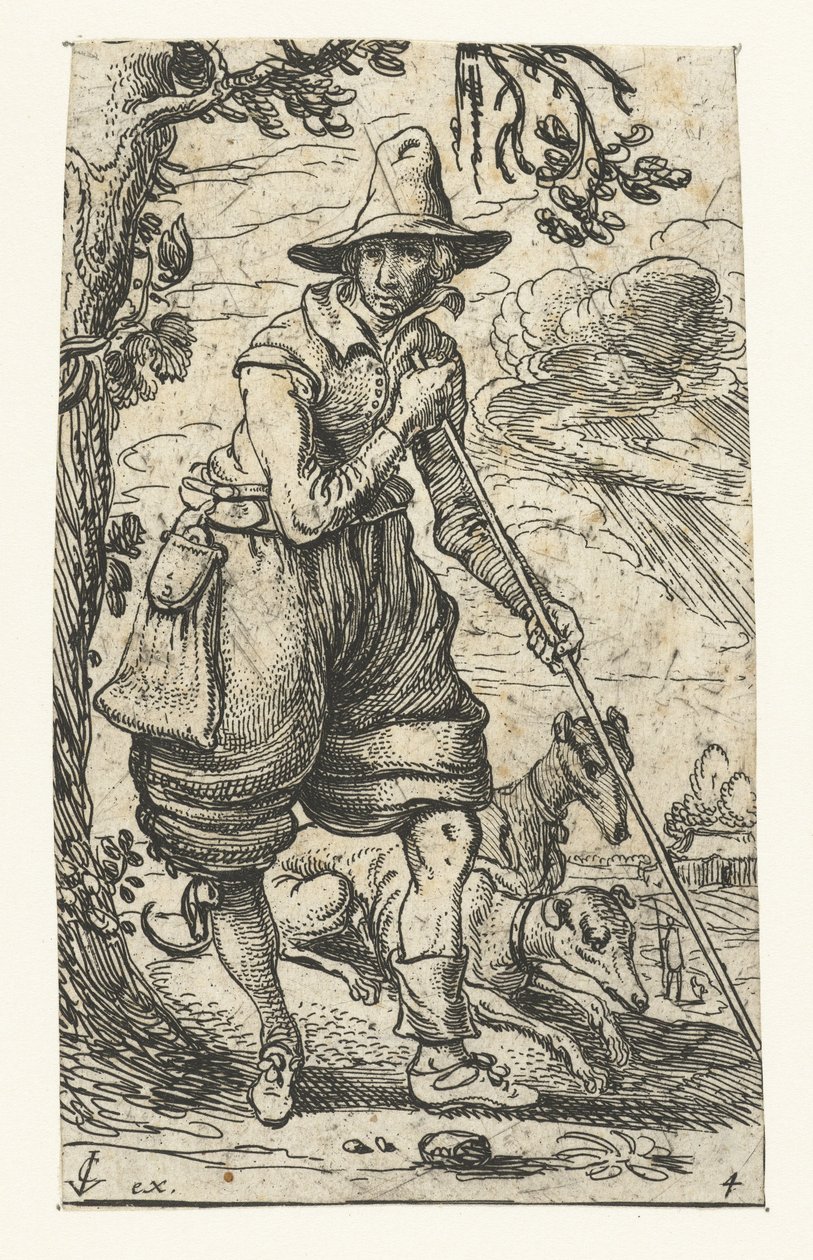 Caçador com dois cães de Esaias van de Velde
