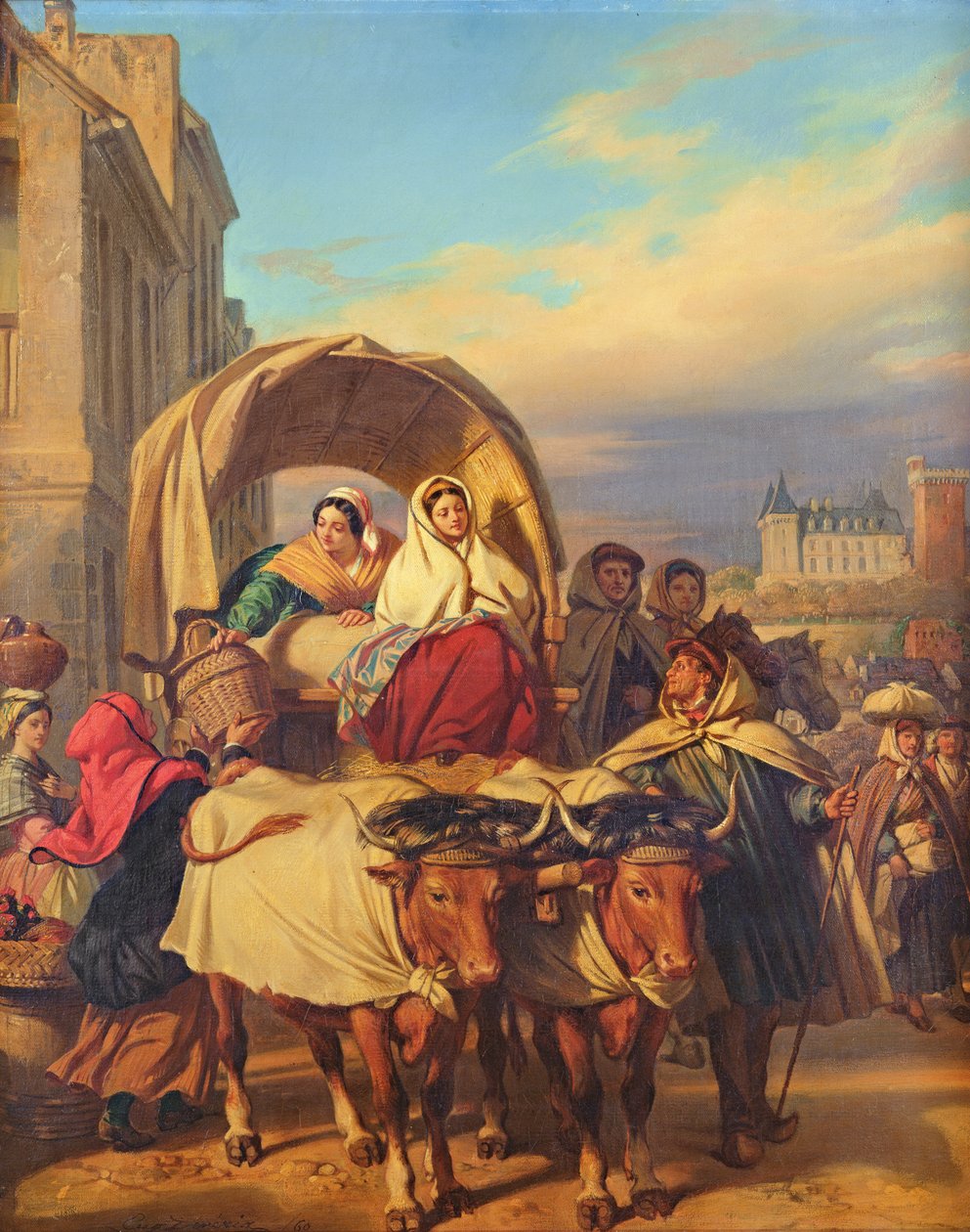 Voltando ao mercado de Pau, 1860 de Eugene Deveria