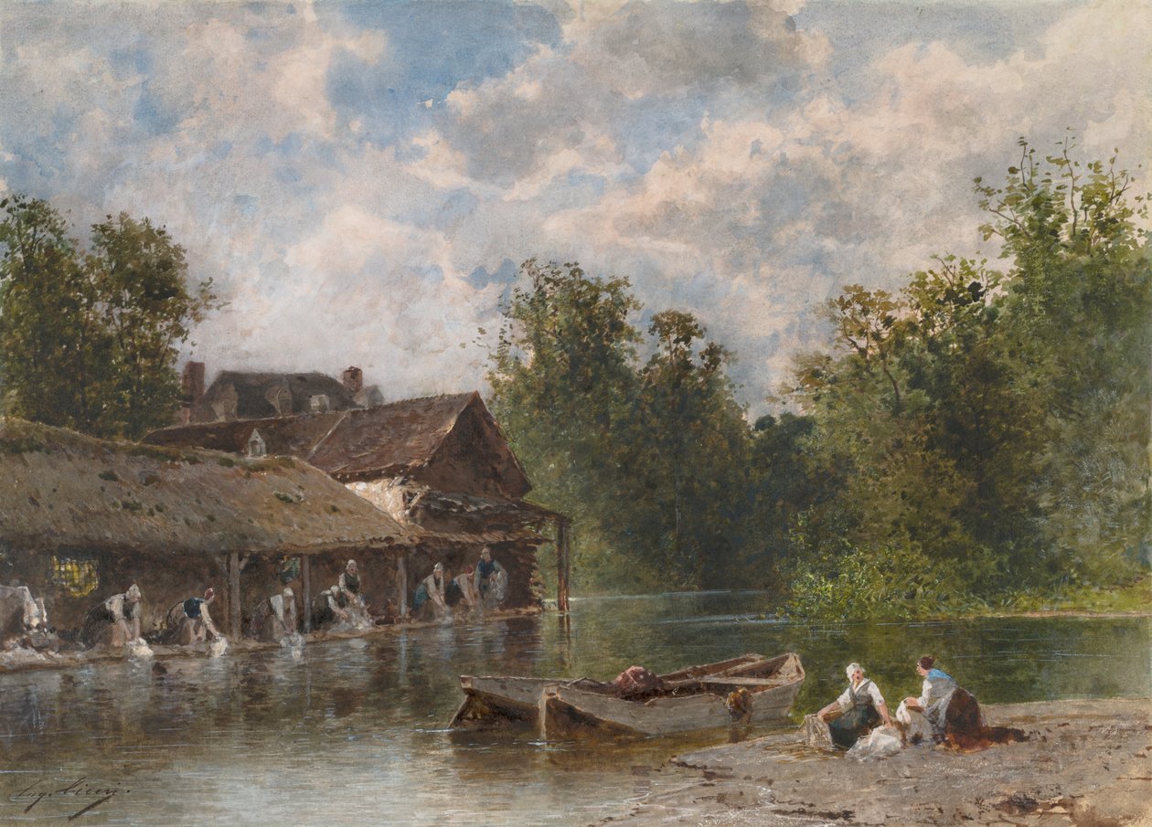 Lavandières Washerwomen, 1870-1880. de Eugene Ciceri