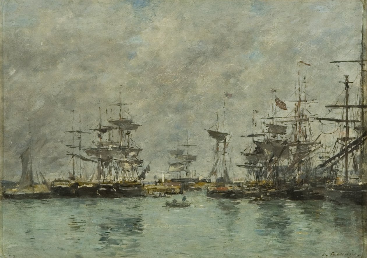 Cena do porto de Eugene Louis Boudin