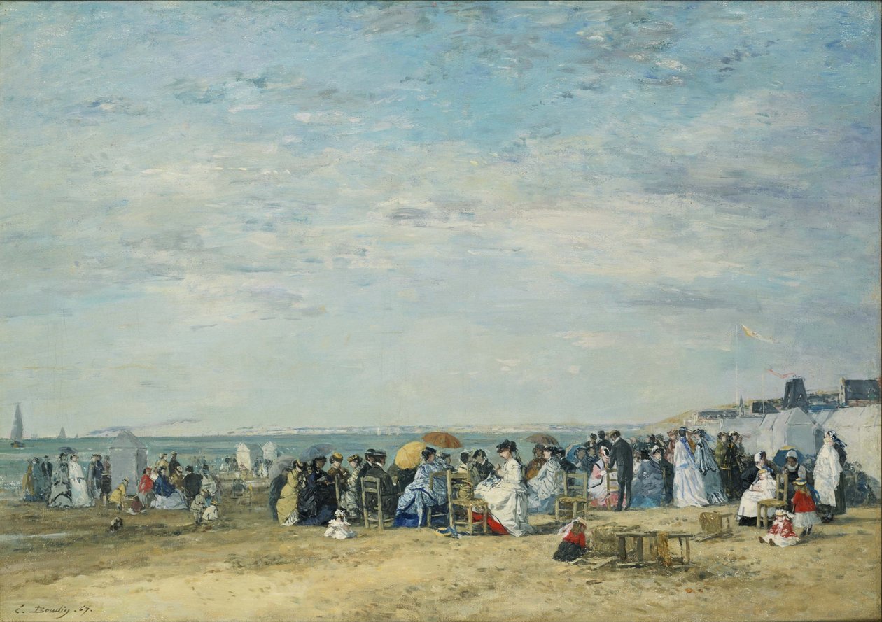 A praia em Trouville de Eugene Louis Boudin