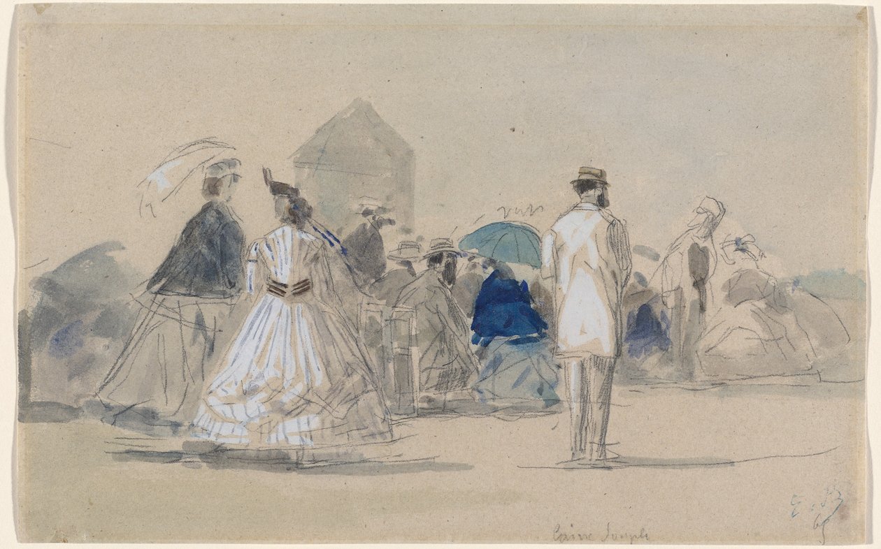 Crinolinas na praia de Eugène Boudin