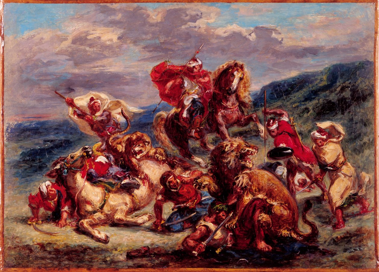 Francês: Chasse au lion de Eugène Delacroix