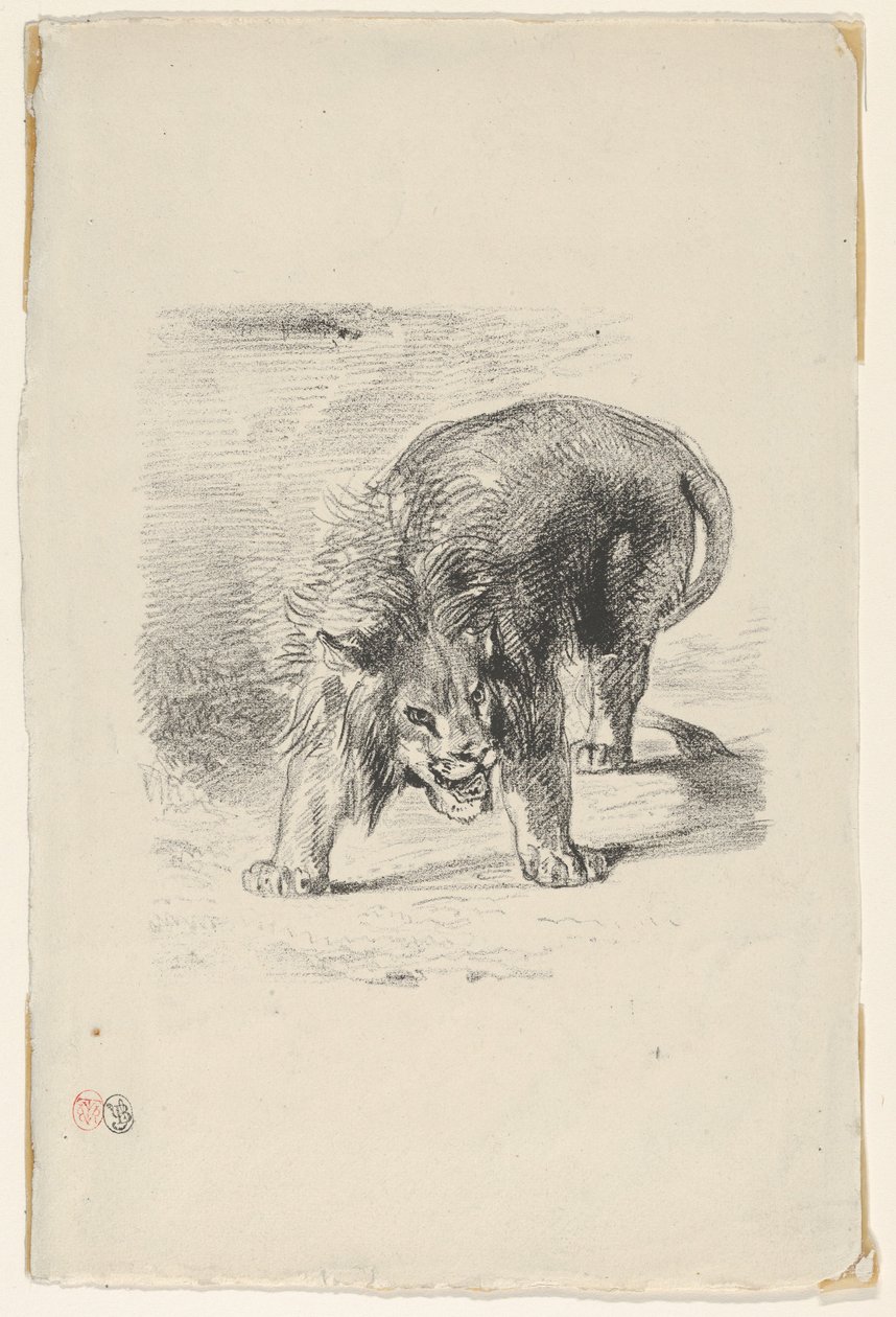 Leão em pé, 1833., 1833. de Eugène Delacroix