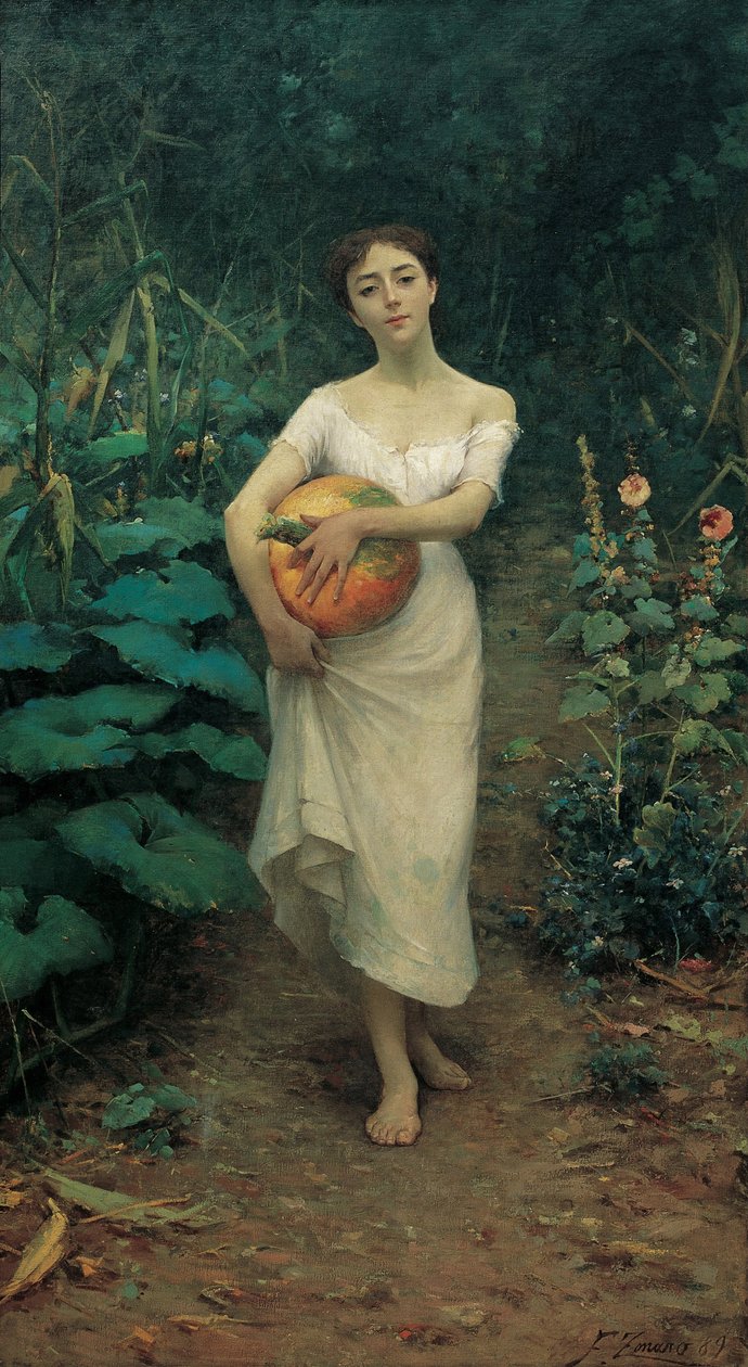 Jovem carregando uma abóbora de Fausto Zonaro