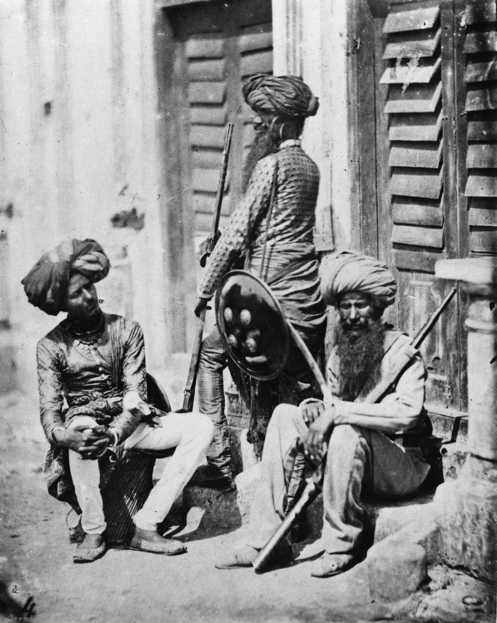 Oficiais sikhs durante a rebelião indiana, 1858 de Felice Beato