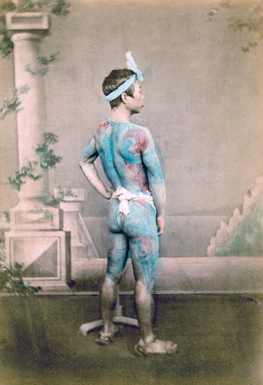 Noivo japonês tatuado betto, Japão, 1882 de Felice Beato