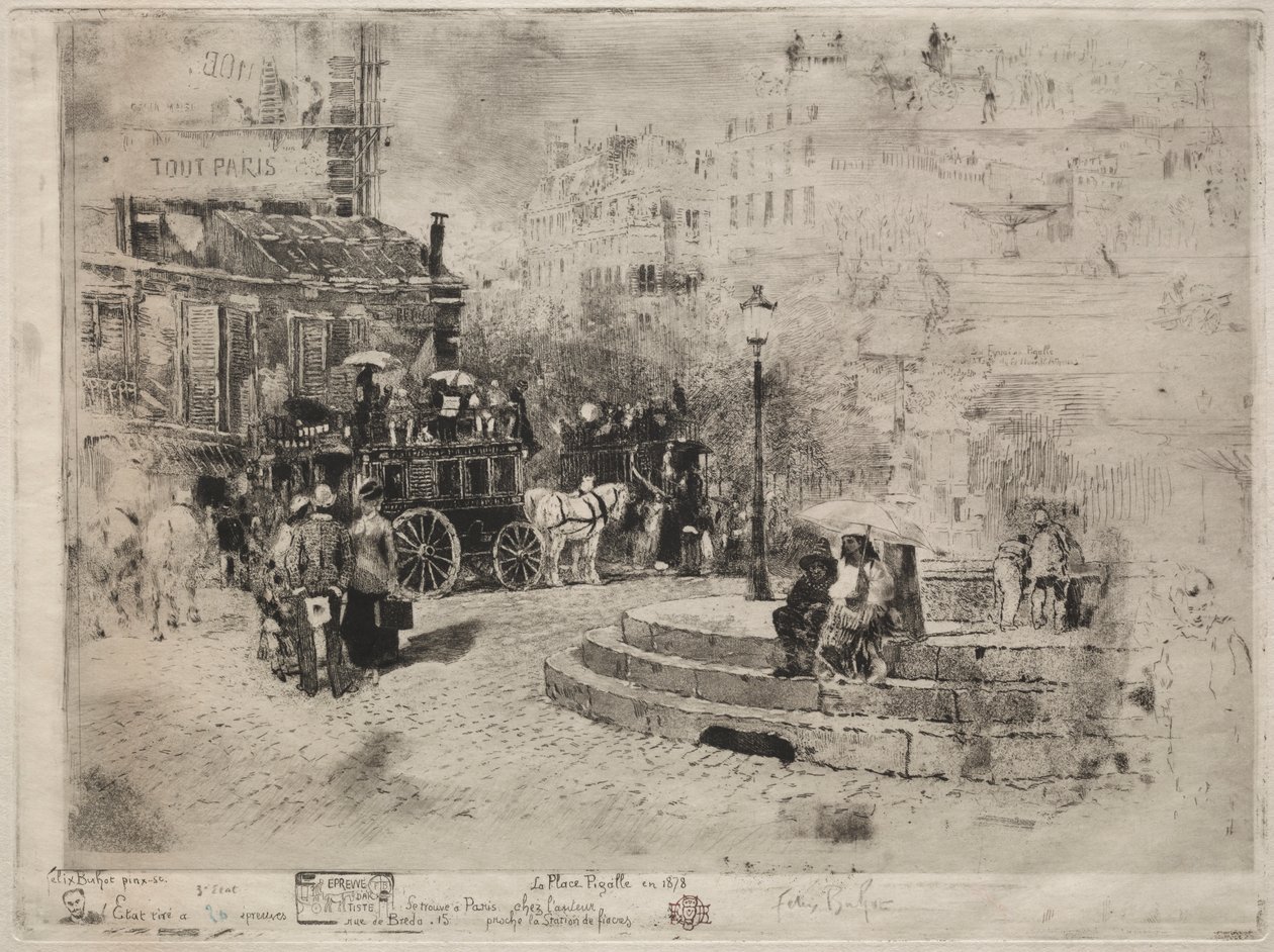 Lugar Pigalle em 1878 de Felix Hilaire Buhot