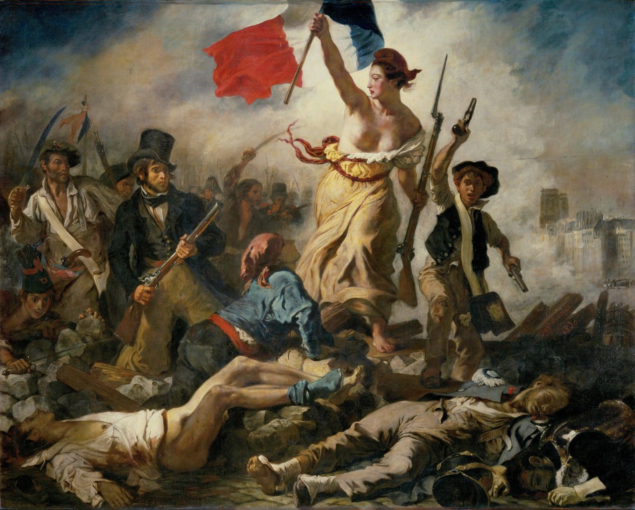 28 de julho Liberdade guiando as pessoas de Ferdinand Victor Eugene Delacroix