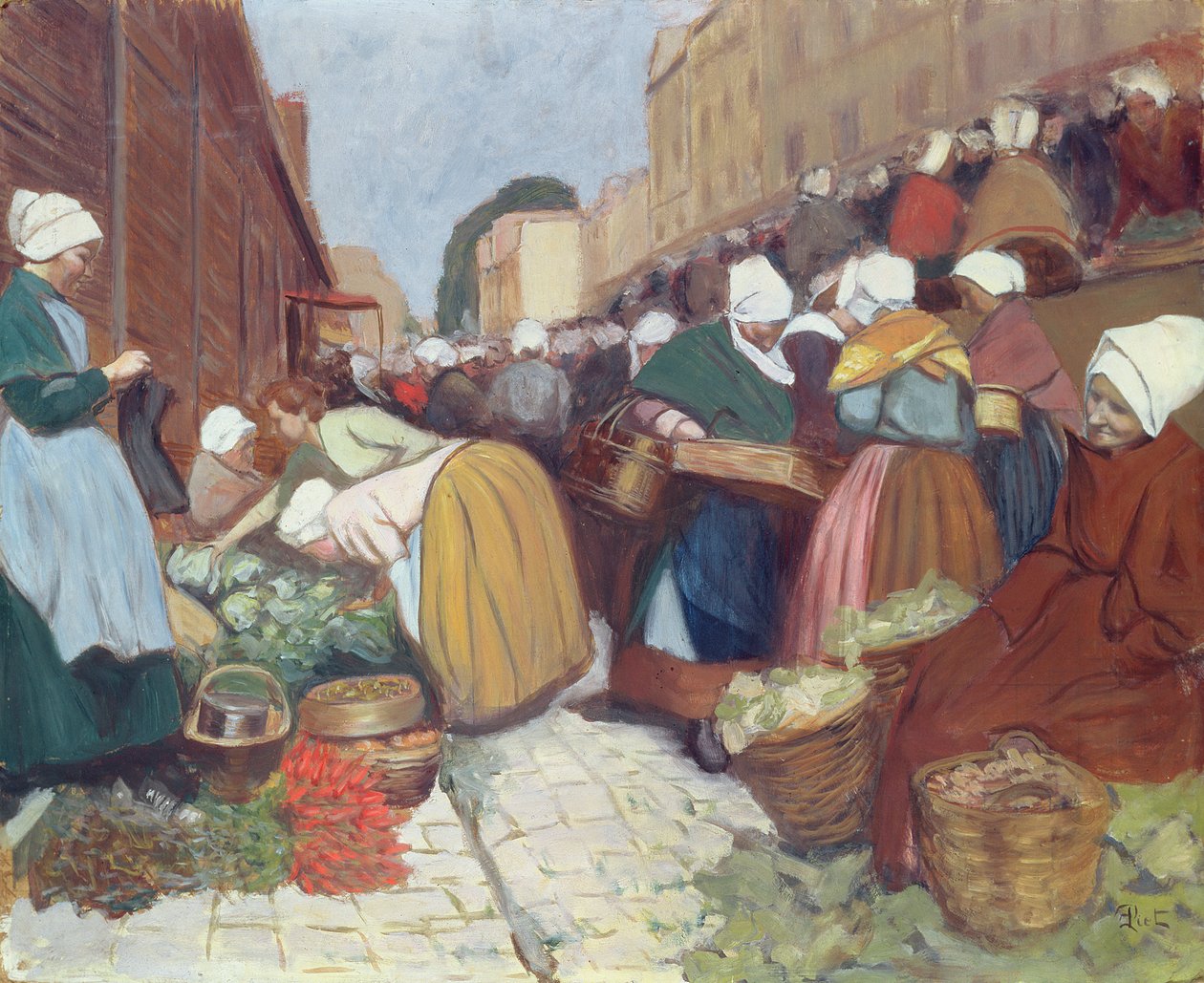 Mercado em Brest, c.1899 de Fernand Piet