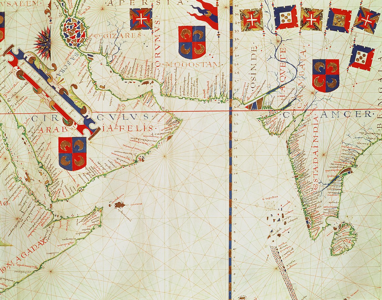 Fol.16 Mapa da Pérsia, Arábia e Índia, de um atlas, 1571 de Fernao Vaz Dourado