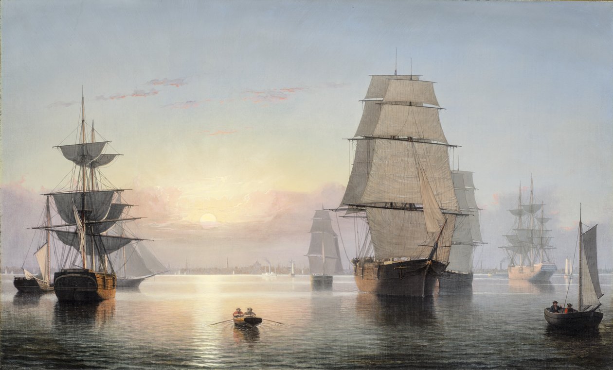 Porto de Boston, Sunset, 1850-55 de Fitz Henry Lane