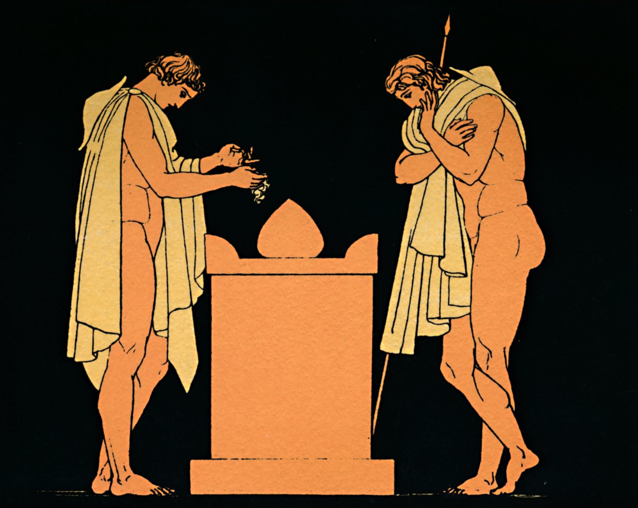 Orestes no túmulo de seu pai, 1880 de Flaxman