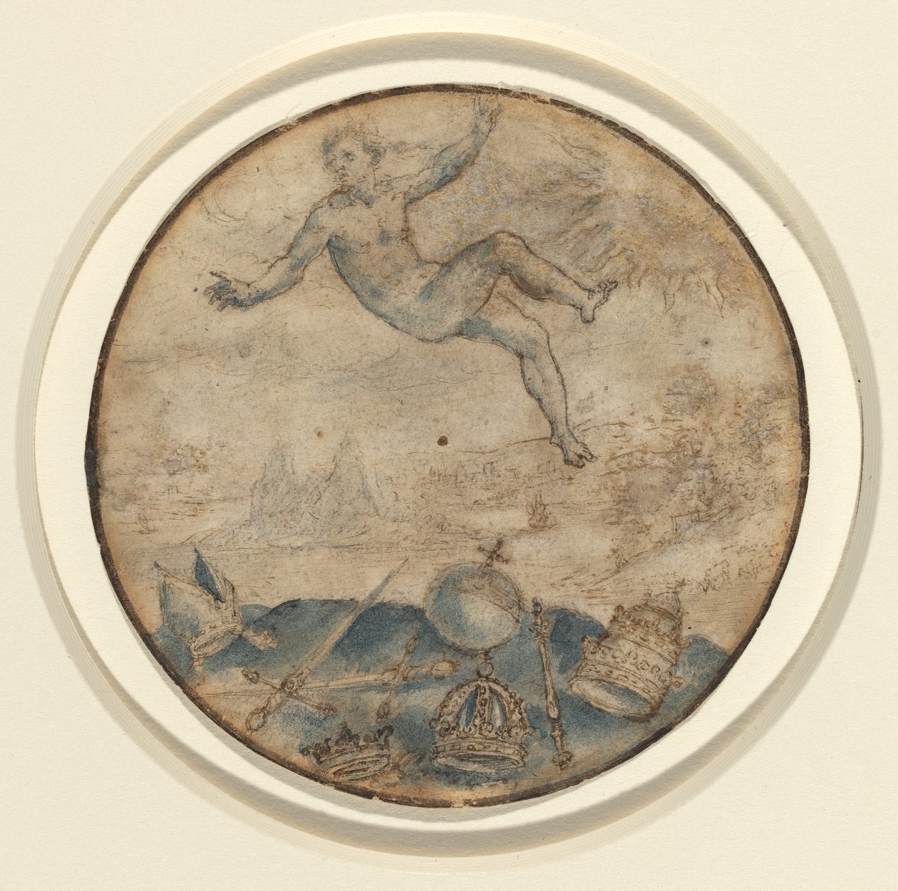Homem caindo do céu de Flemish 17th Century