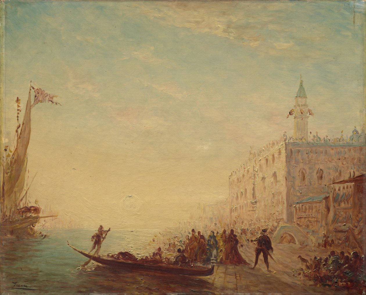 Riva degli Schiavoni, Pôr do sol, década de 1880 de Félix Ziem