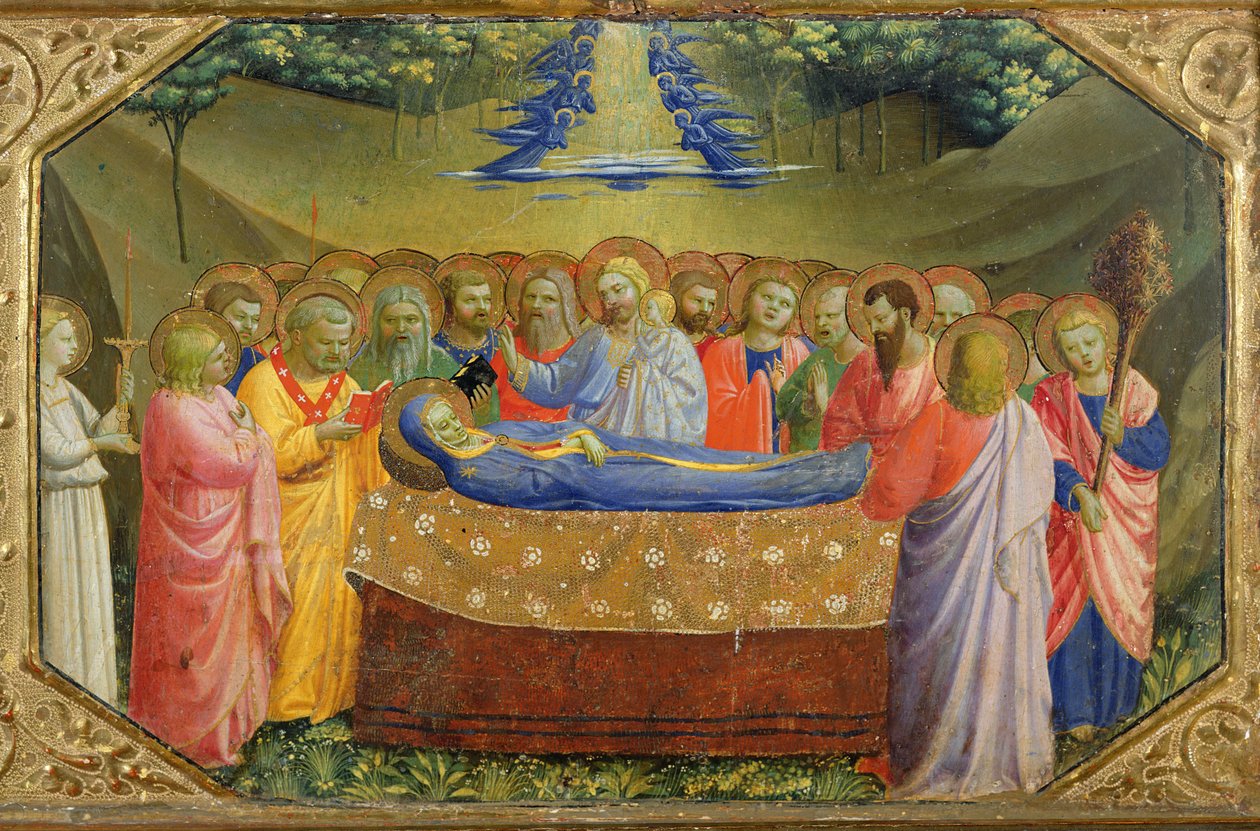 Funeral da Virgem Maria da predella do Retábulo da Anunciação, c.1430-32 (têmpera e ouro no painel) de Fra Angelico