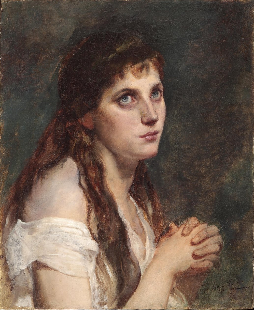 Menina, com, mãos dobradas de Francesco Hayez