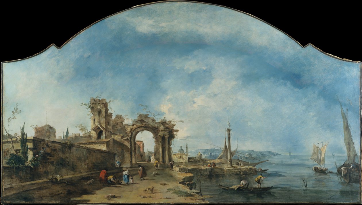 Fantastic Landscape, c.1765 (óleo sobre tela) de Francesco Guardi