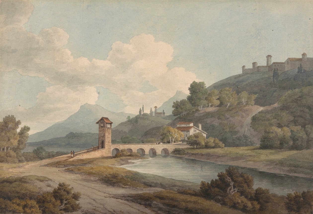 Ponte moderna em Narni de Francis Towne