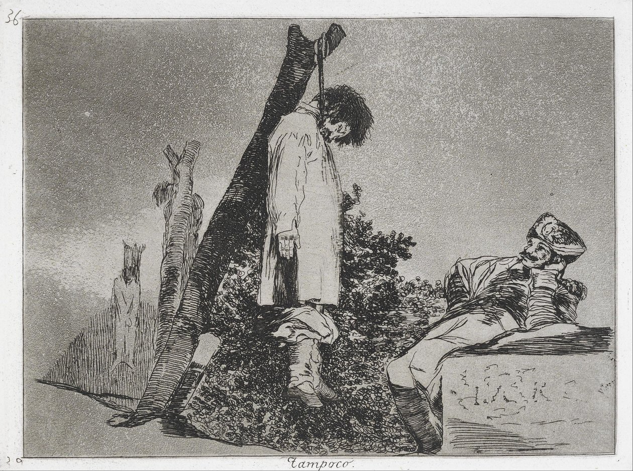 Não (neste caso) tampouco (Tampoco) da série Os Desastres da Guerra (Los Desastres de la Guerra ... de Francisco de Goya