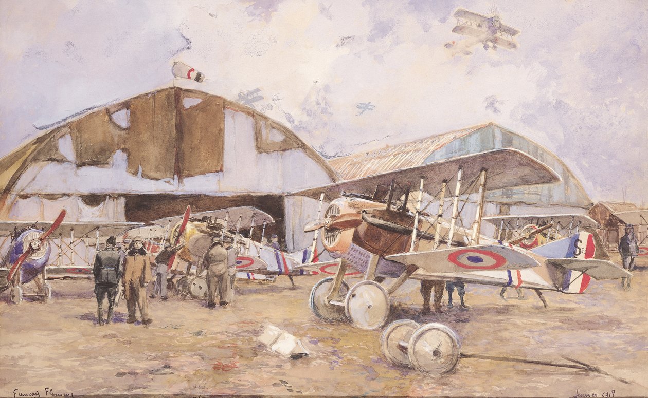 O aeródromo de 1918 de Francois Flameng