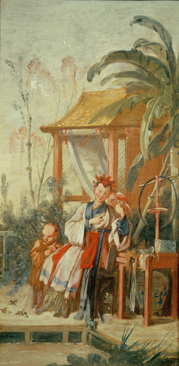 Um jardim chinês, estudo para um desenho de tapeçaria, c.1742 de François Boucher