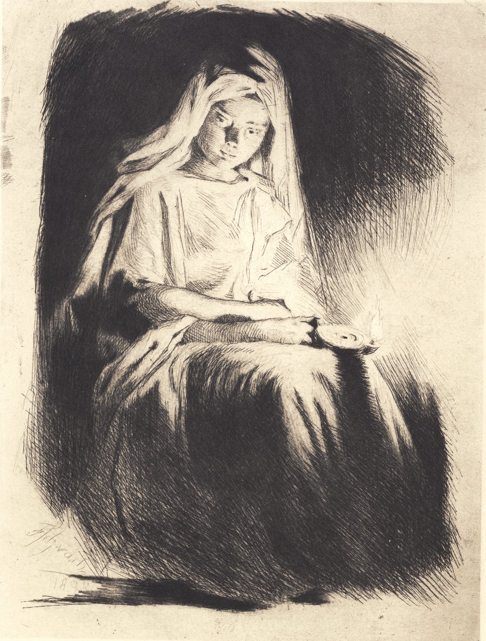 Mulher com a lâmpada de Frans Schwartz