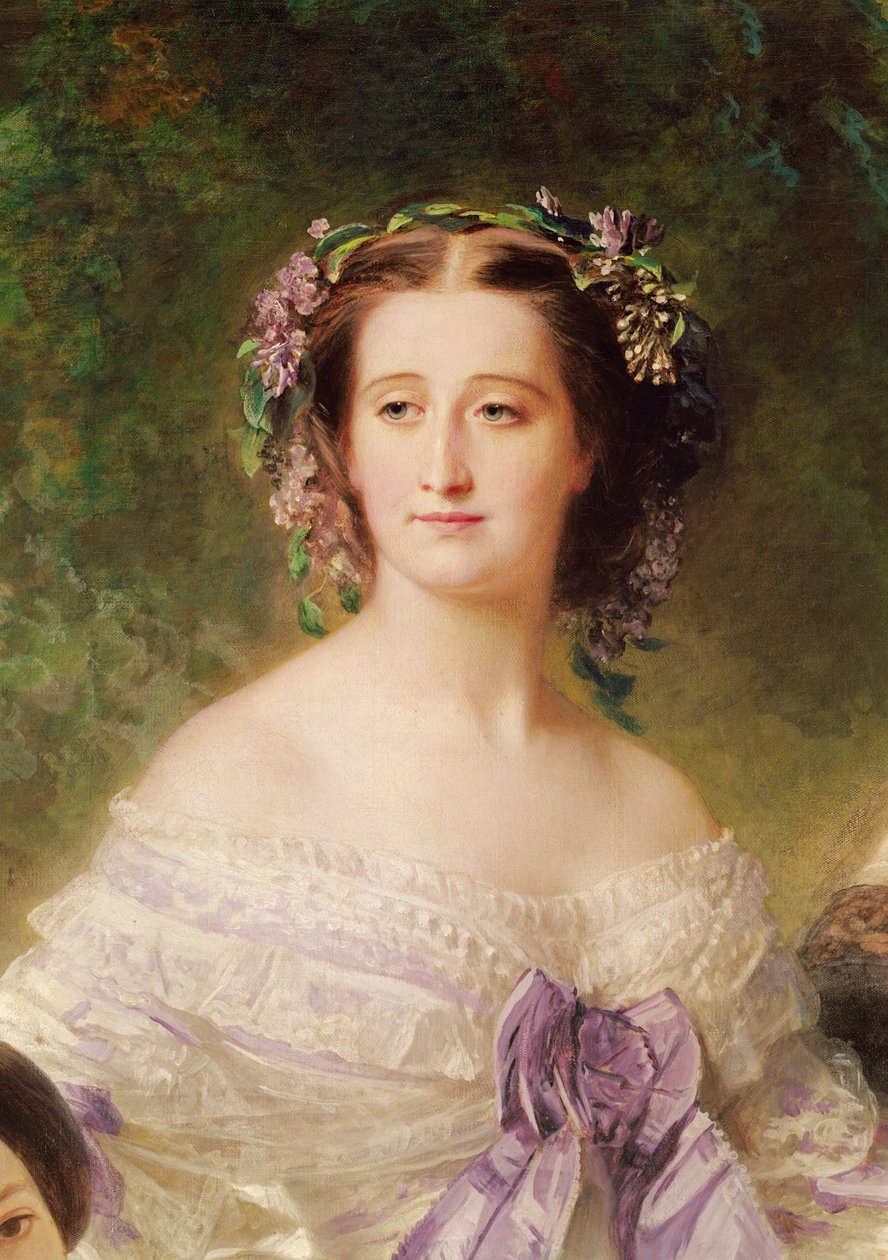 Imperatriz Eugenie (1826-1920) e suas damas na espera, detalhe da Imperatriz, 1755 (detalhe de 37015) de Franz Xaver Winterhalter