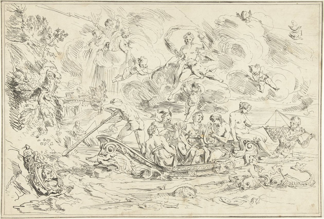 Apollo e Pan num barco de Franz Ertinger