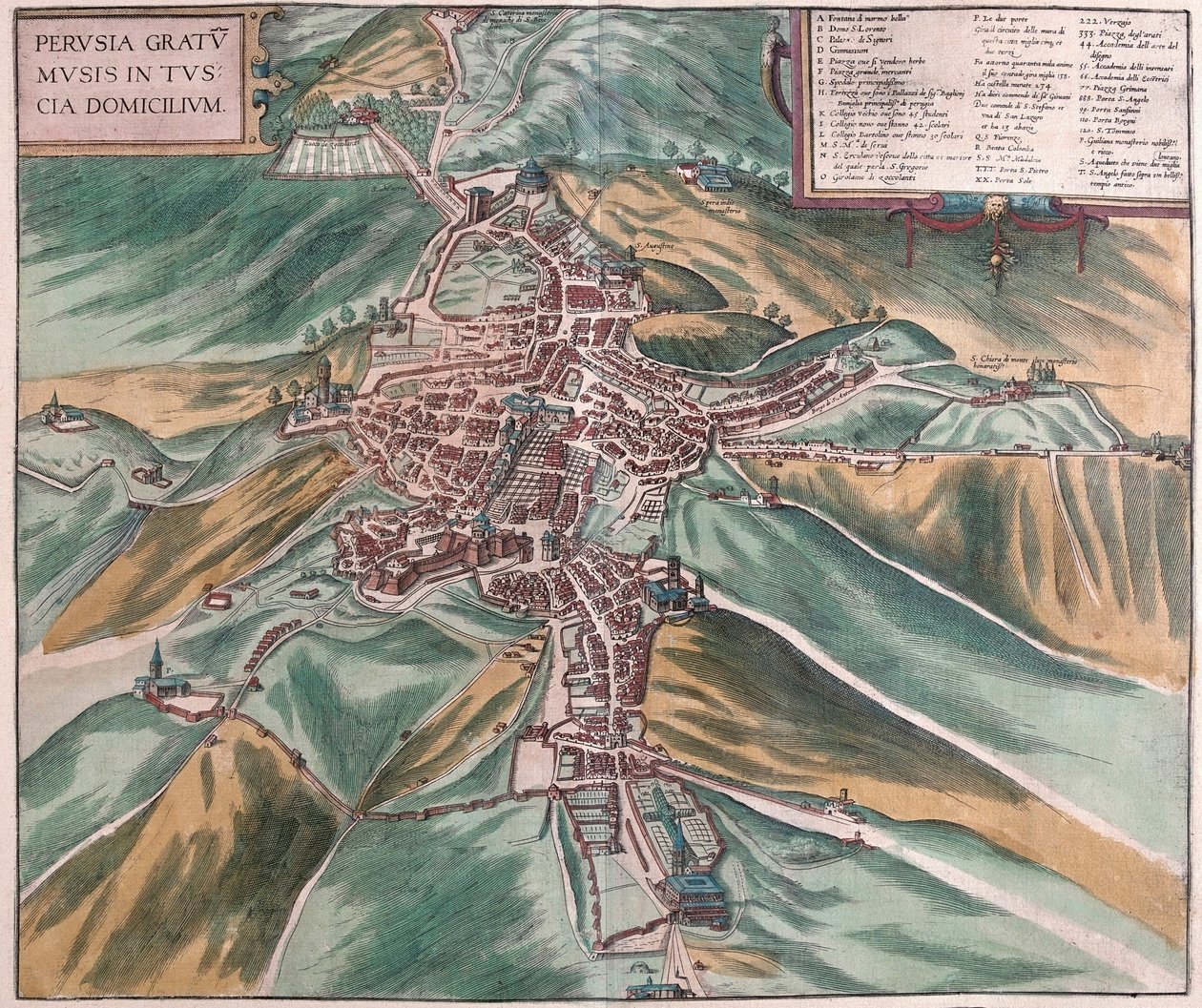 Perugia, Itália (gravura de Franz Hogenberg