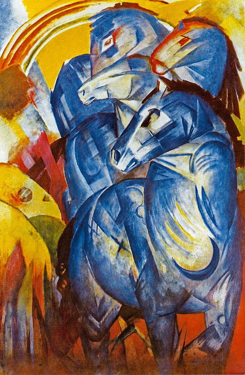 Uma torre de cavalos azuis, 1913 de Franz Marc