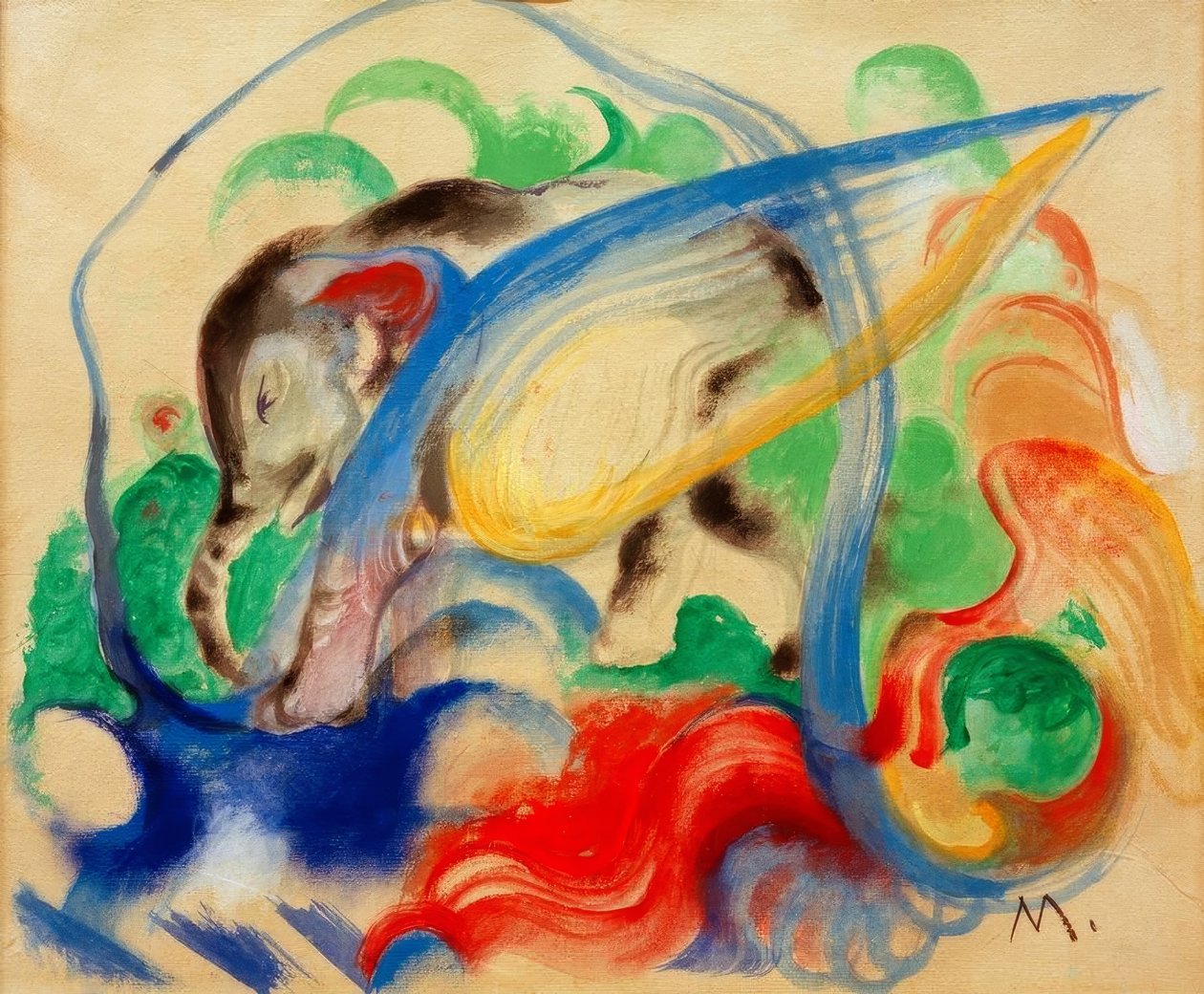 Fabeltier (Grauer Elefant) de Franz Marc