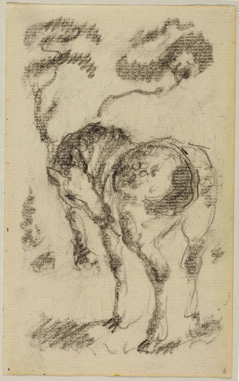 Cavalo em pé com árvores de Franz Marc