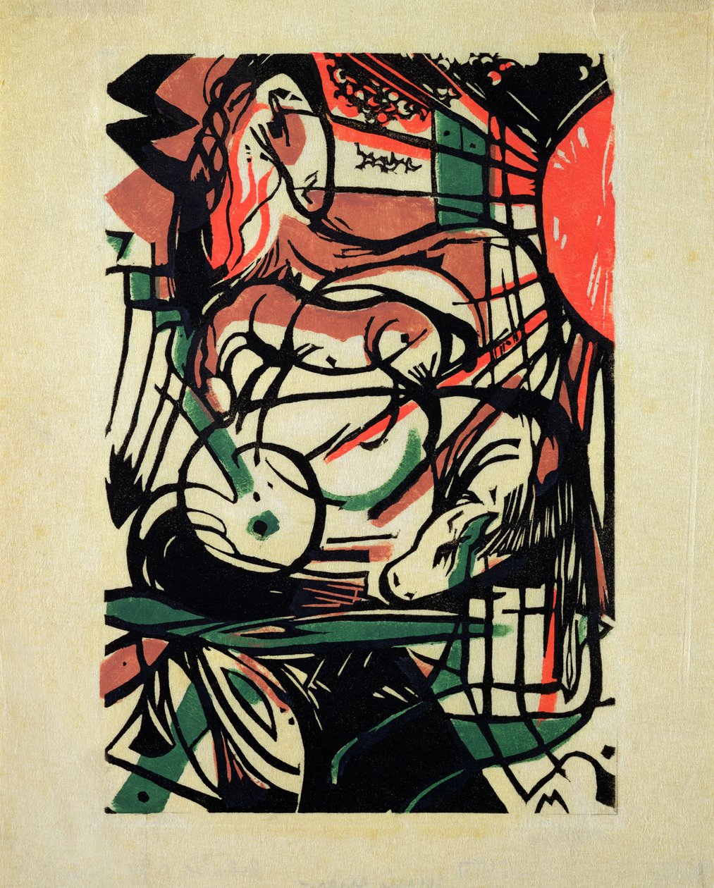 O nascimento do cavalo, 1913 de Franz Marc