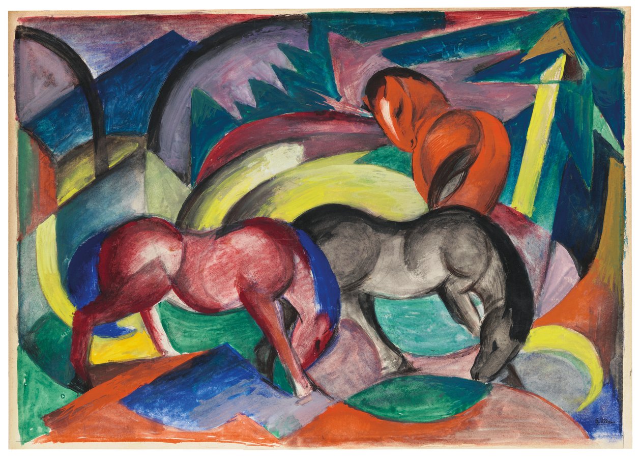 Três Cavalos, 1912 de Franz Marc